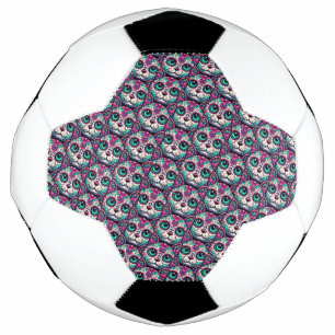 Colourful Cat Sugar Skull Football