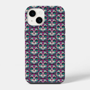 Colourful Cat Sugar Skull iPhone 14 Case