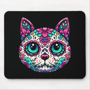 Colourful Cat Sugar Skull Mouse Mat