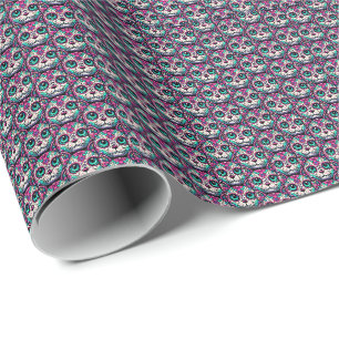 Colourful Cat Sugar Skull Wrapping Paper