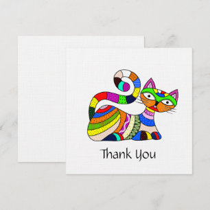 Colourful cat thank you card