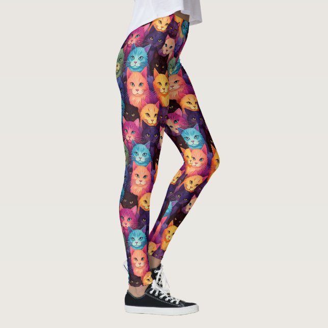 Colourful Cat-Themed Leggings for Cat Lovers (Right)