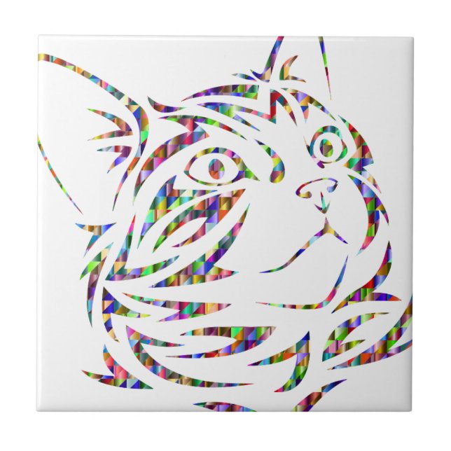 colourful cat tile (Front)