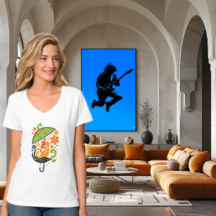 Colourful Cat Under Umbrella Art T-Shirt