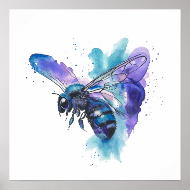 Colourful cat watercolor artwork poster (Front)