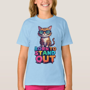 Colourful Cat With Sunglasses T-Shirt