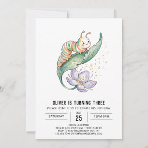 Colourful Caterpillar Birthday Invitation