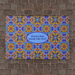 Colourful Cathedral Mosaic Floor & your text Doormat