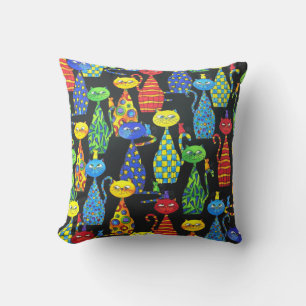Colourful Cats and Mice Cushion