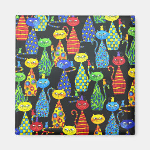 Colourful Cats and Mice Magnet