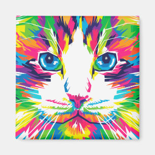 Colourful Cats Art Aesthetic Cat Pictures Cat Art Magnet