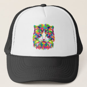 Colourful Cats Art Aesthetic Cat Pictures Cat Art Trucker Hat