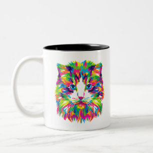 Colourful Cats Art Aesthetic Cat Pictures Cat Art Two-Tone Coffee Mug