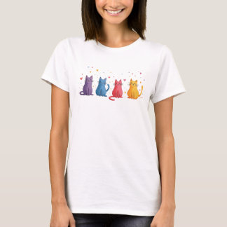 Colourful Cats Cartoon T-Shirt