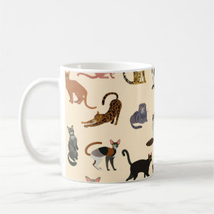 Colourful Cats: Different Breeds Pattern Coffee Mug