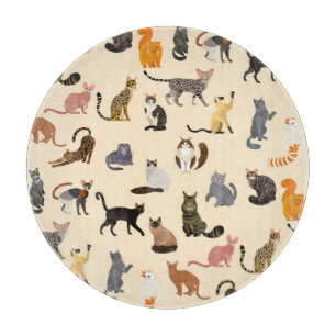 Colourful Cats: Different Breeds Pattern Cutting Board