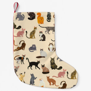 Colourful Cats: Different Breeds Pattern Small Christmas Stocking