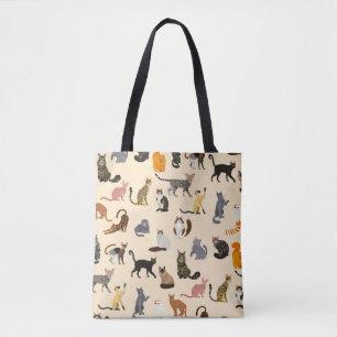 Colourful Cats: Different Breeds Pattern Tote Bag