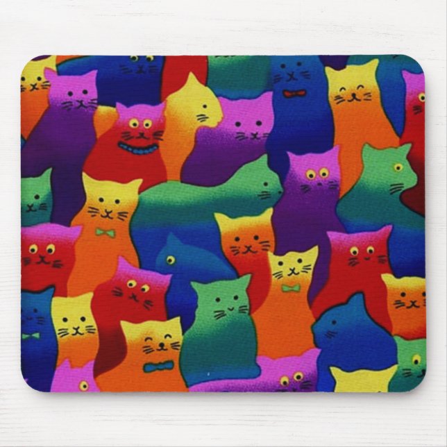Colourful Cats Mouse Mat (Front)