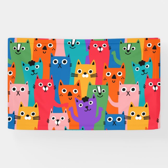 Colourful cats pattern banner (Horizontal)