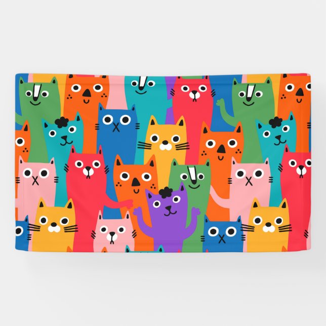 Colourful cats pattern banner (Horizontal)