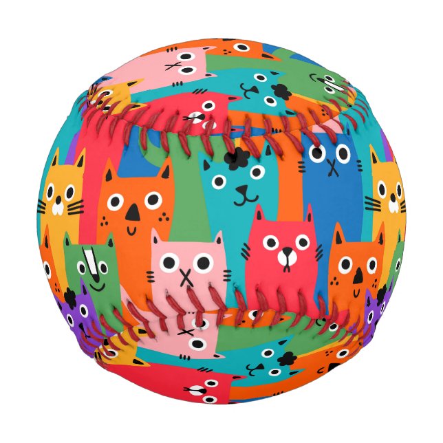 Colourful cats pattern baseball (Front)