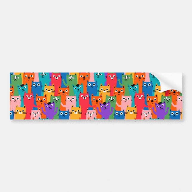 Colourful cats pattern bumper sticker (Front)