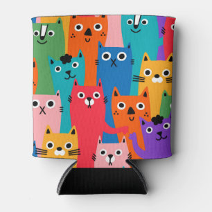 Colourful cats pattern can cooler