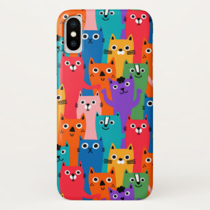 Colourful cats pattern iPhone x case