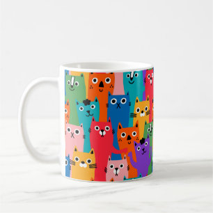 Colourful cats pattern coffee mug