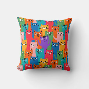 Colourful cats pattern cushion