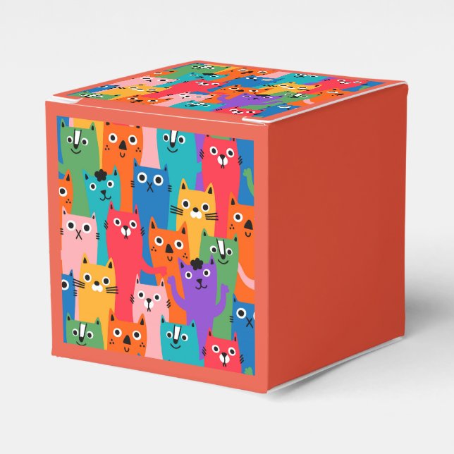 Colourful cats pattern favour box (Front Side)
