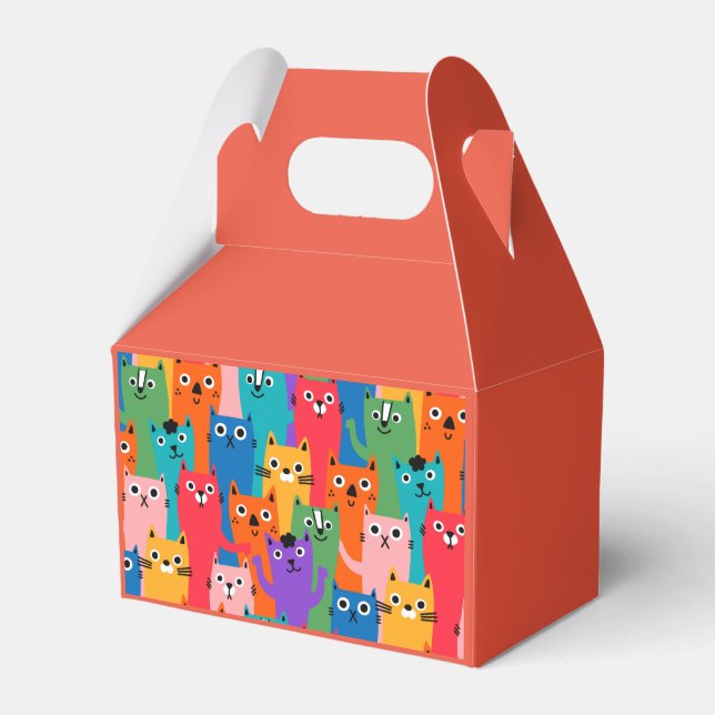Colourful cats pattern favour box (Front Side)