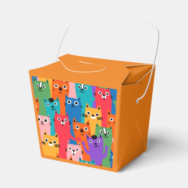 Colourful cats pattern favour box (Front Side)