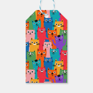 Colourful cats pattern gift tags