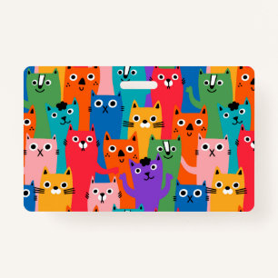 Colourful cats pattern ID badge