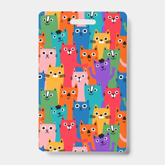 Colourful cats pattern ID badge (Front)