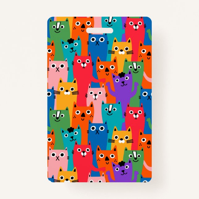 Colourful cats pattern ID badge (Front)