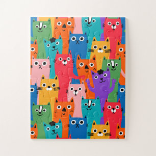 Colourful cats pattern jigsaw puzzle