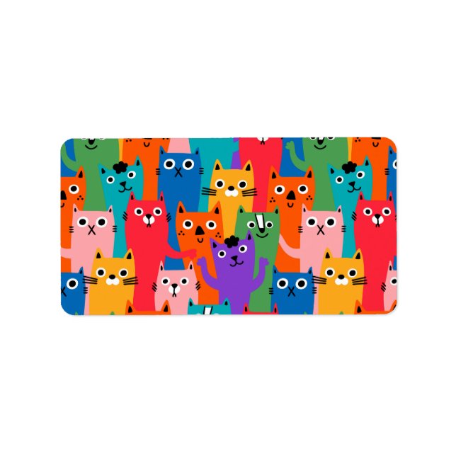 Colourful cats pattern label (Front)