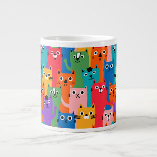 Colourful cats pattern large coffee mug