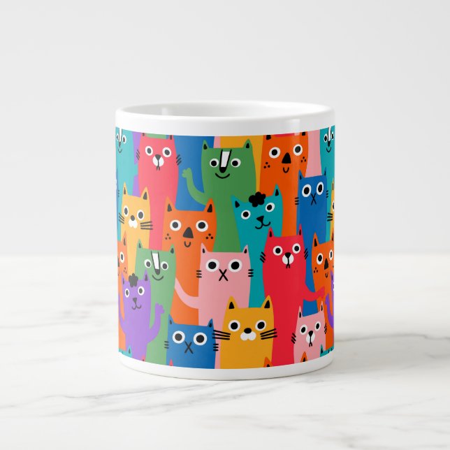 Colourful cats pattern large coffee mug (Front)