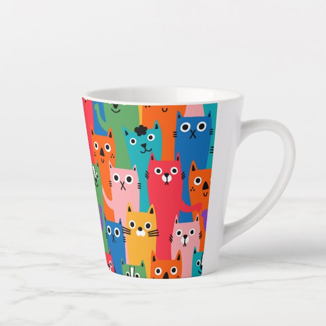 Colourful cats pattern latte mug (Right)