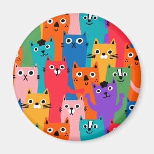 Colourful cats pattern magnet