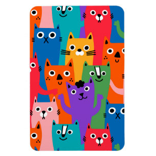 Colourful cats pattern magnet