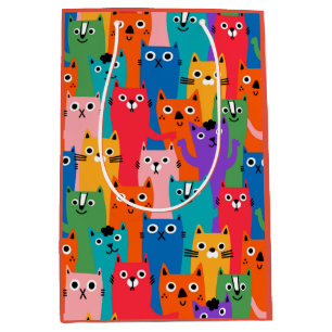Colourful cats pattern medium gift bag