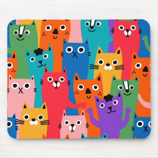 Colourful cats pattern mouse mat (Front)