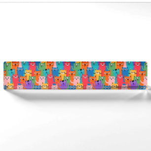 Colourful cats pattern nameplate