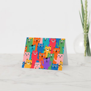 Colourful cats pattern note card