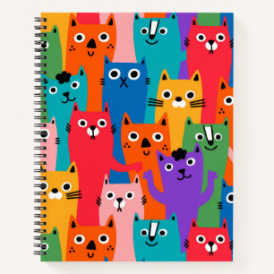Colourful cats pattern notebook